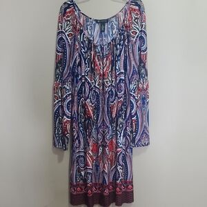 INC International Concepts Multicolor Paisley Long Sleeve Dress Size Large